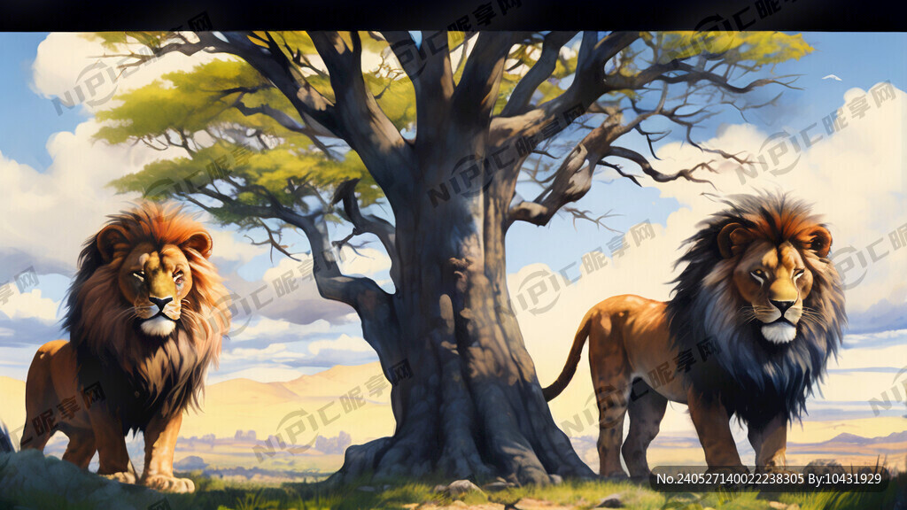 蓝天白云  草原王国  大树下