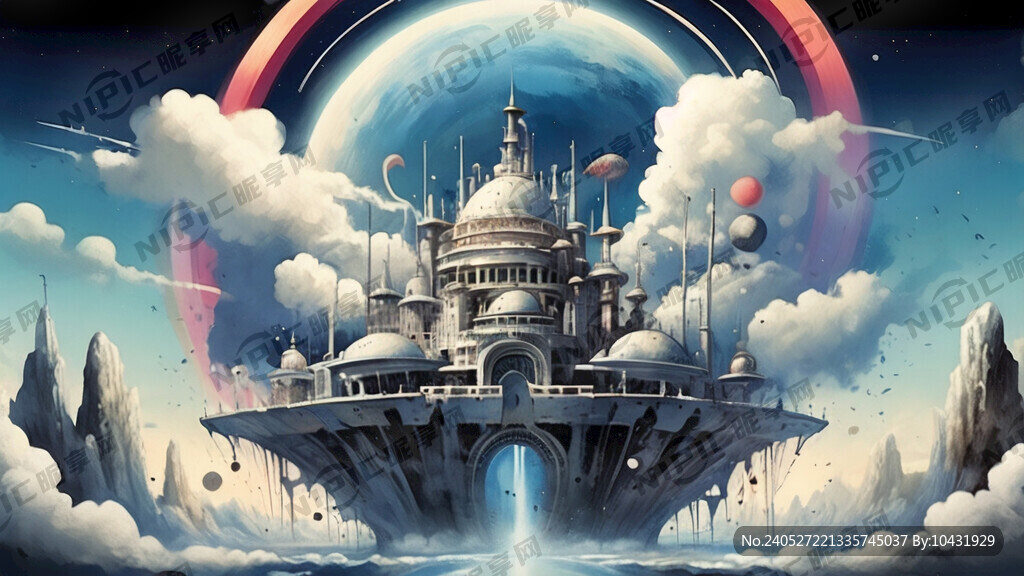 蓝天白云下的外太空梦幻王国