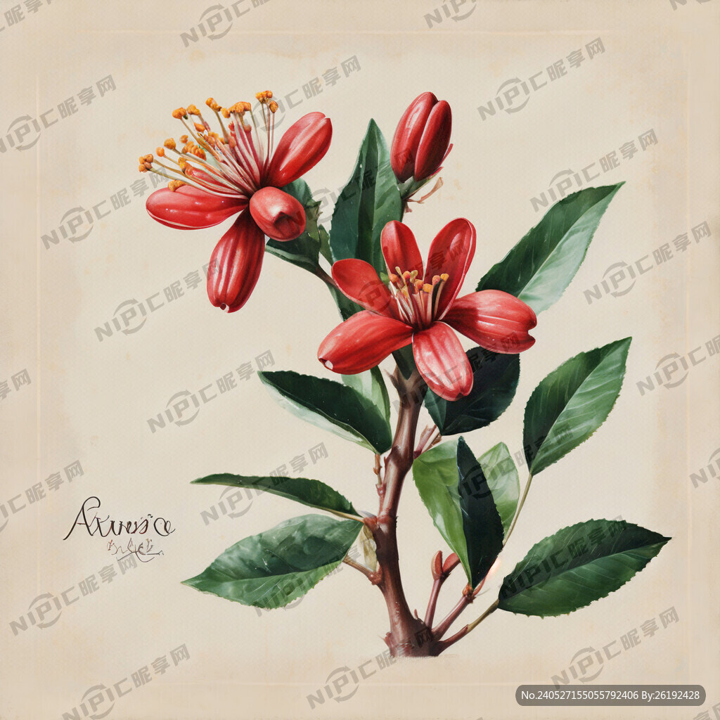 手绘沙枣花