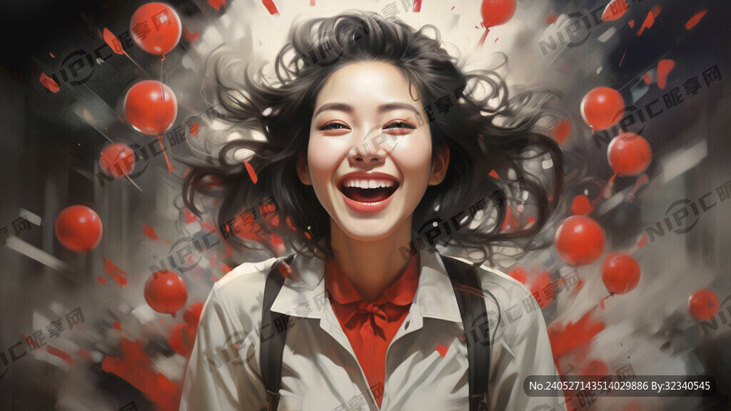 女人 开心 插画风
