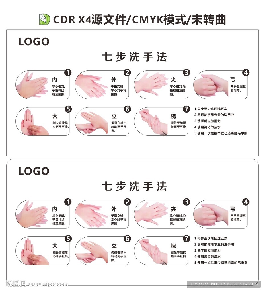 七步洗手法 白底版