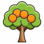 图标风格的杏树