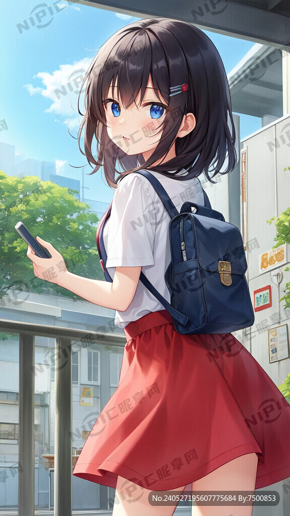 小孩背着保险箱上幼儿园