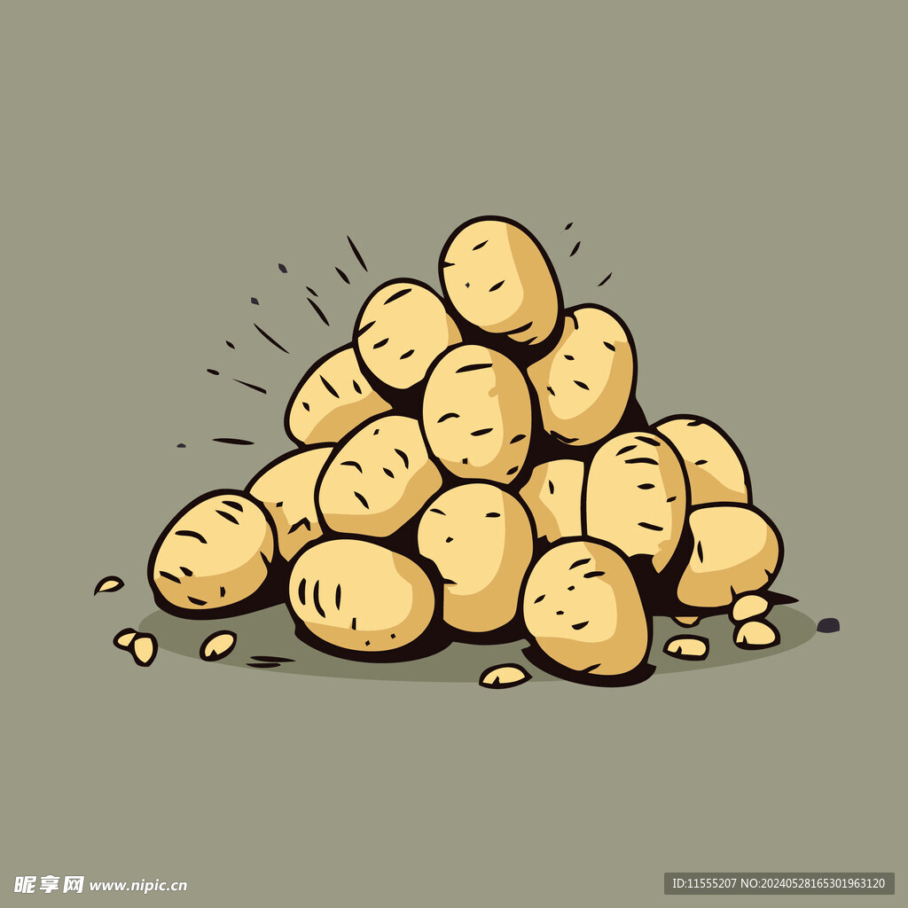 土豆马铃薯蔬菜手绘矢量插画