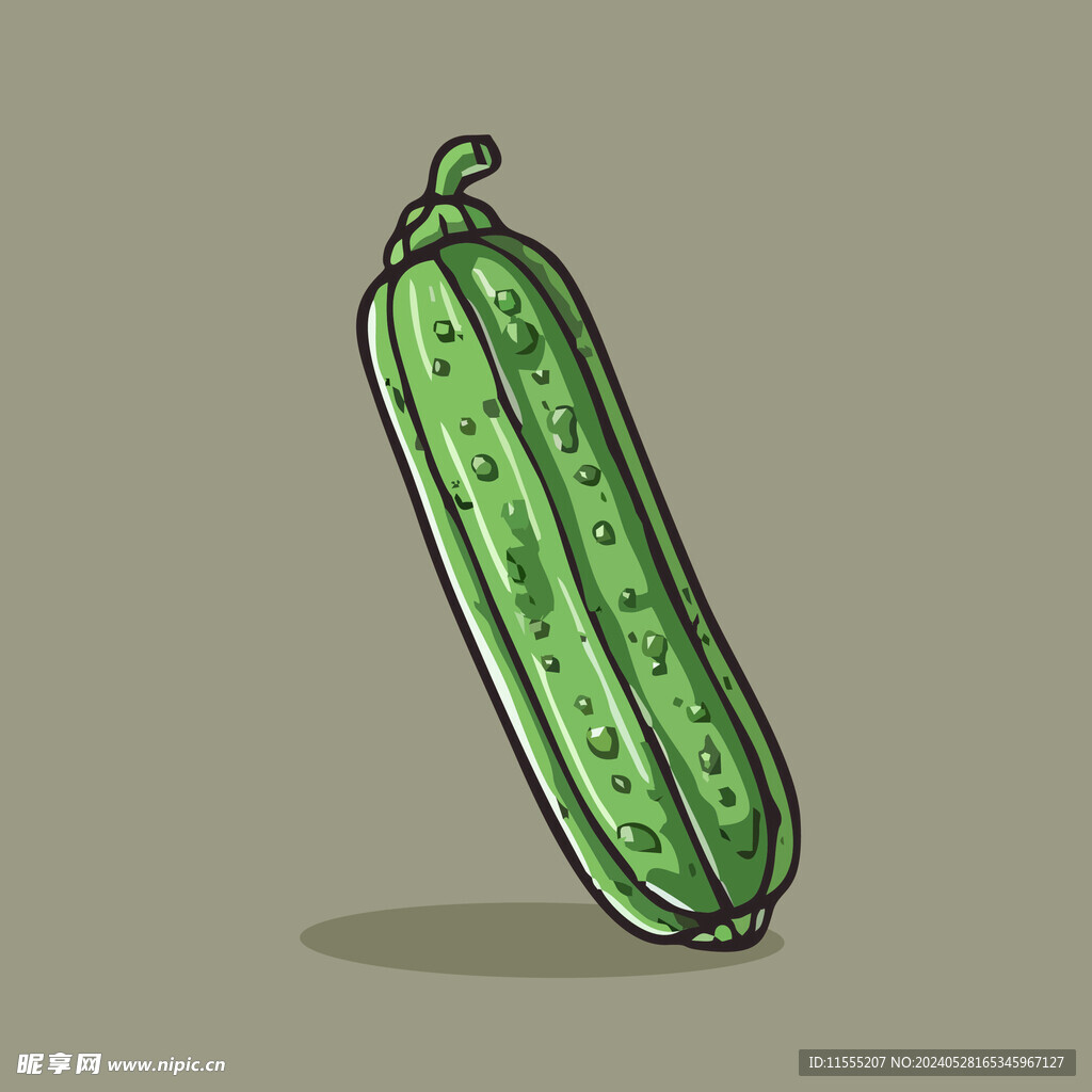 黄瓜蔬菜手绘矢量插画