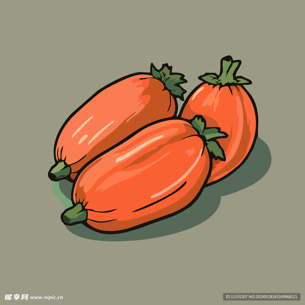 甜瓜水果手绘矢量插画