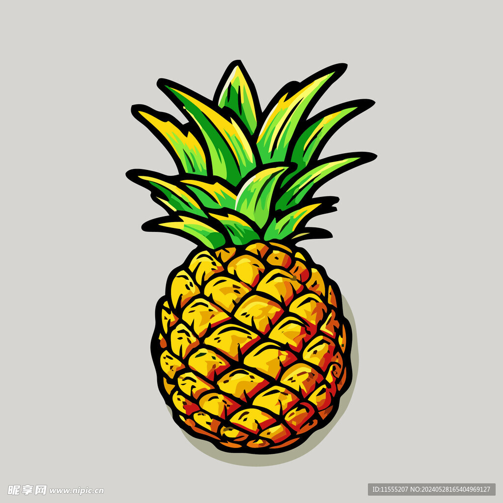 菠萝水果手绘矢量插画