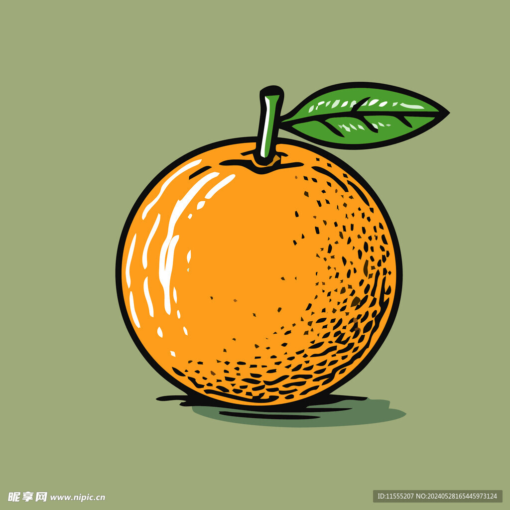 橙子水果手绘矢量插画