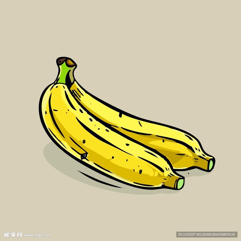 香蕉热带水果手绘矢量插画