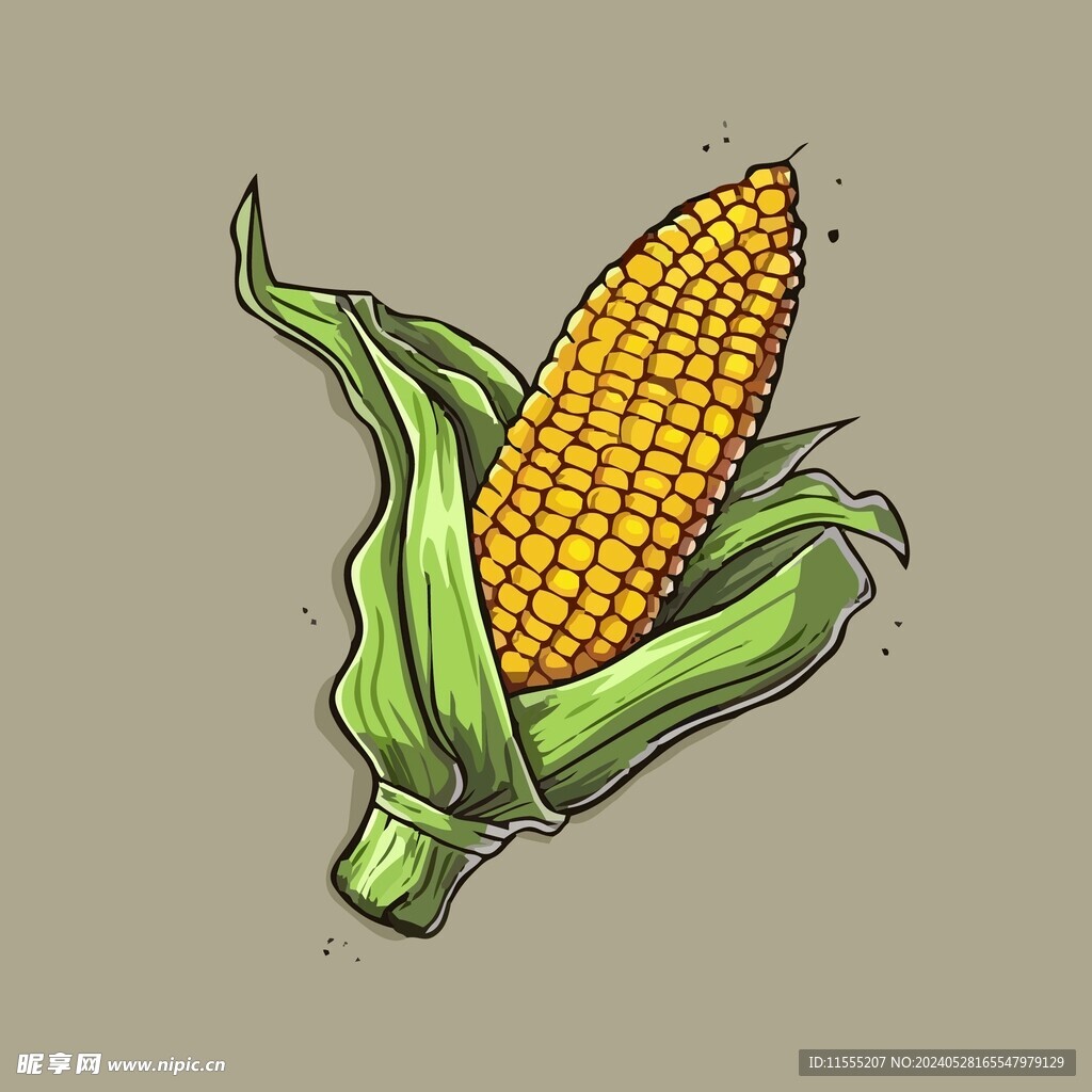 美味玉米蔬菜手绘矢量插画