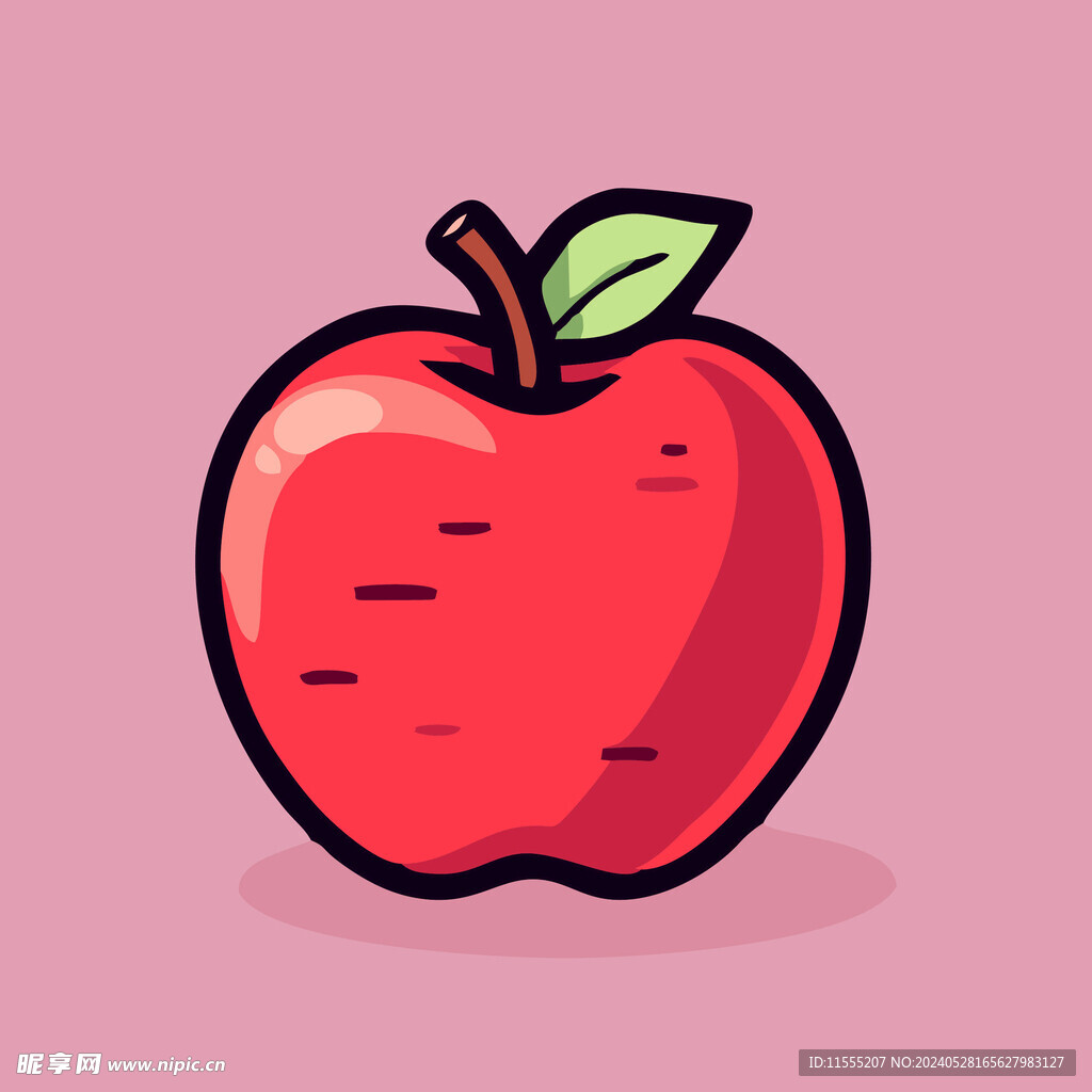 手绘苹果卡通水果矢量插画