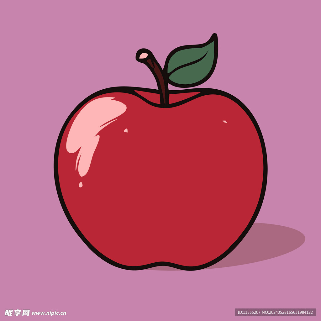 手绘苹果卡通水果矢量插画