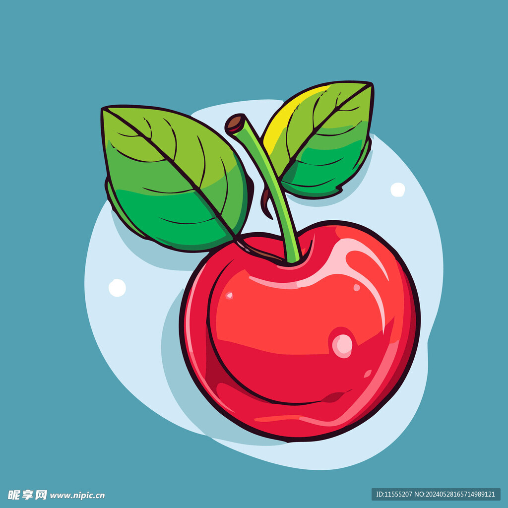 手绘樱桃水果矢量插图卡通美食