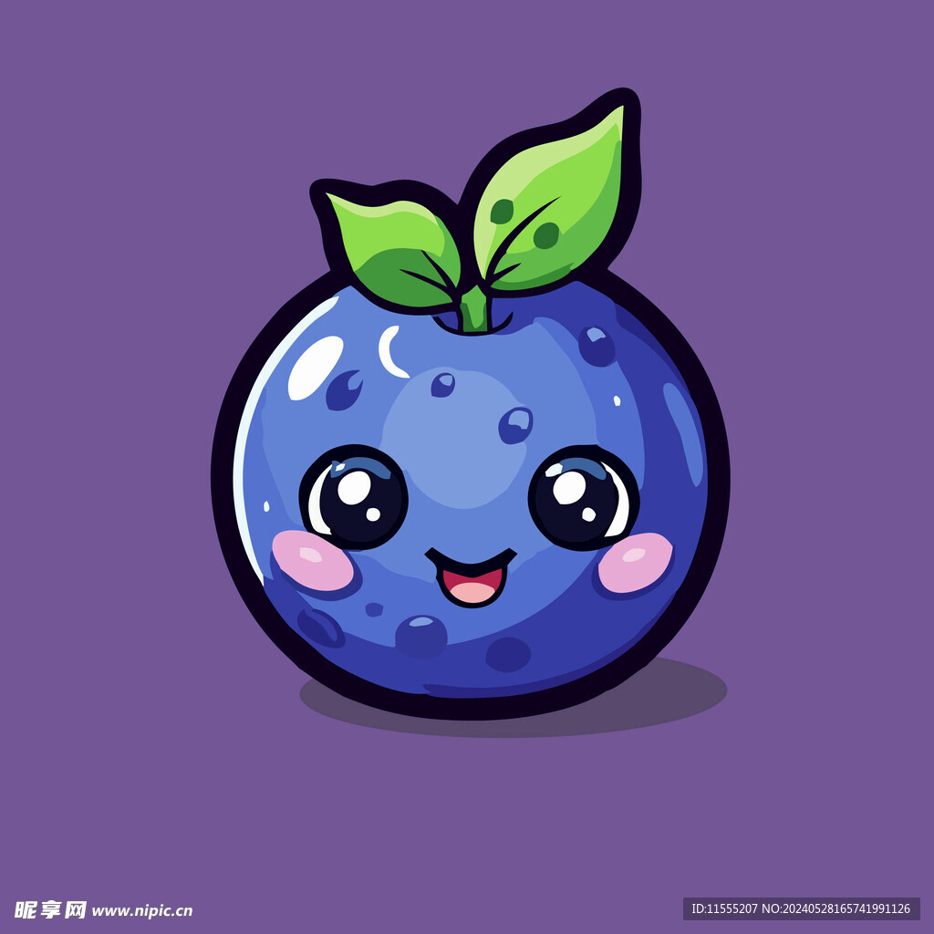 手绘蓝莓水果矢量插图卡通美食