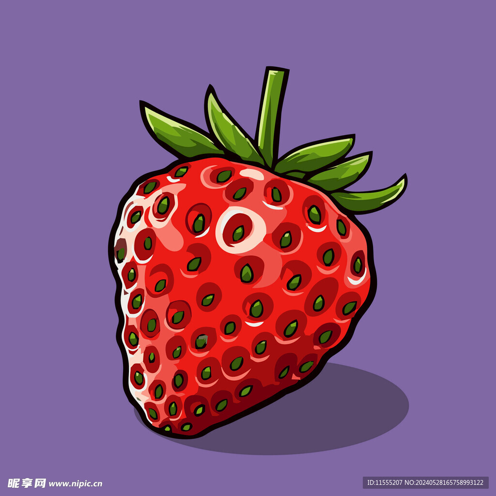 手绘草莓水果矢量插图卡通美食