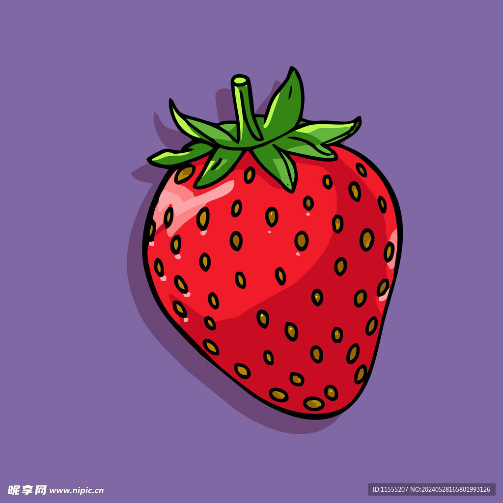 手绘草莓水果矢量插图卡通美食