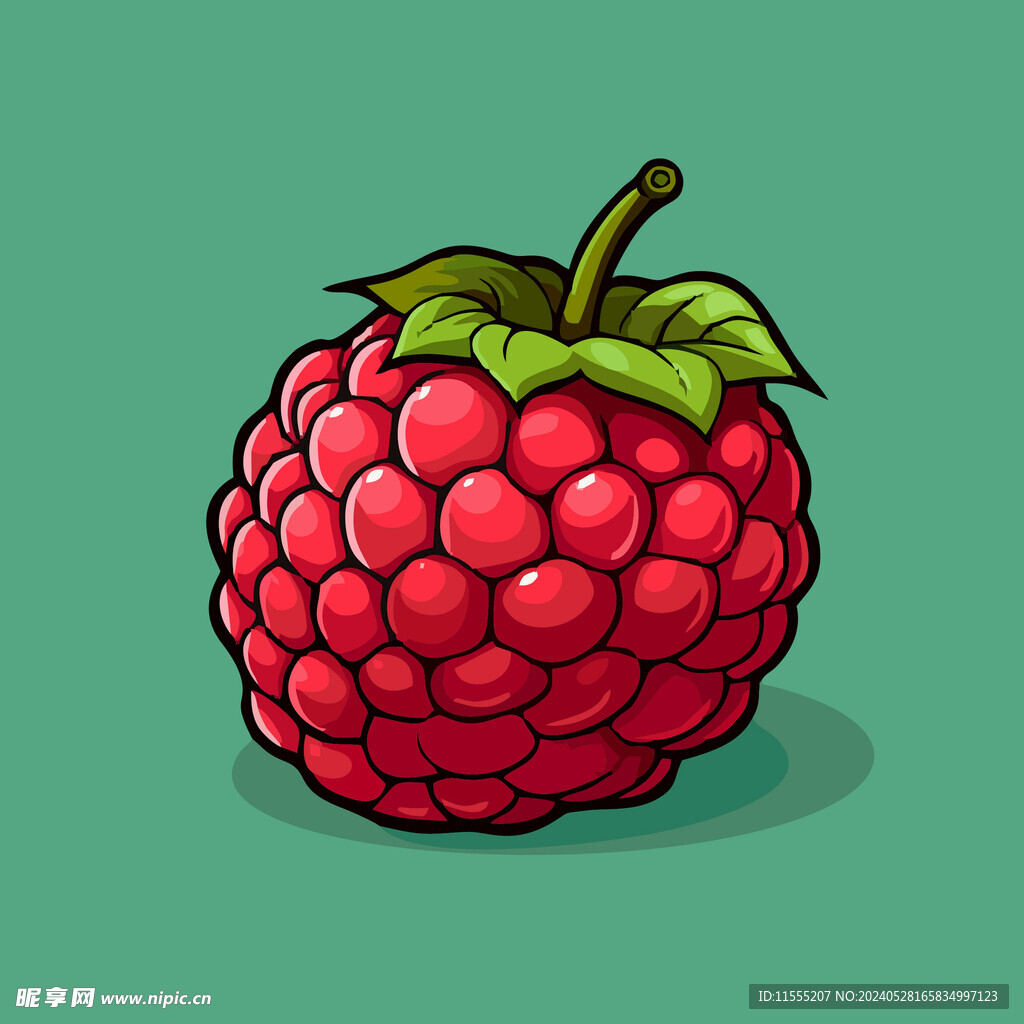 手绘树莓水果矢量插图卡通美食