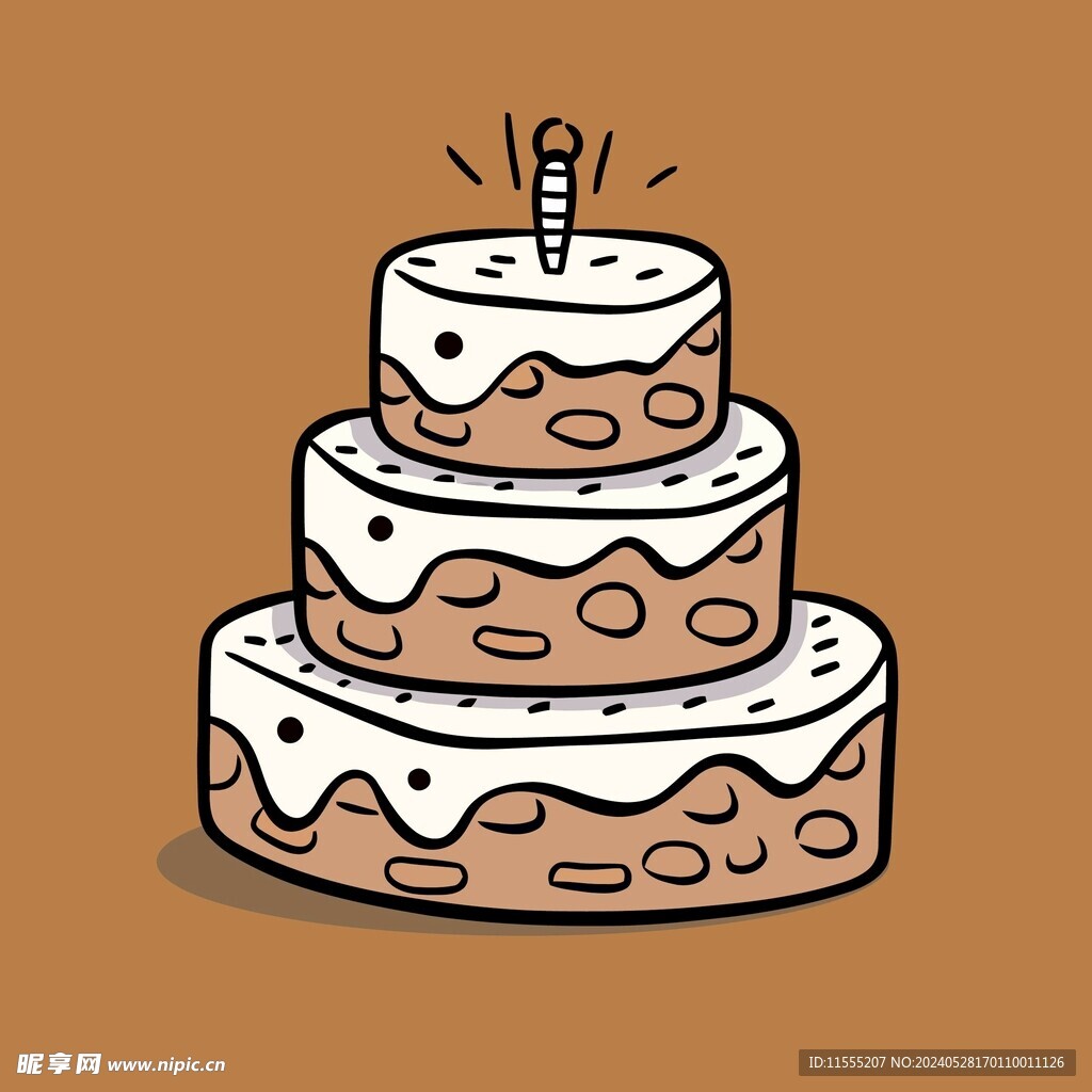 美味水果奶油蛋糕卡通矢量插画