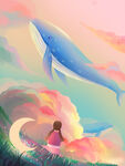 梦幻鲸鱼插画         
