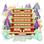 国潮插画背景         