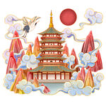 国潮插画背景         
