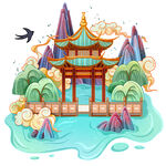 国潮插画背景         