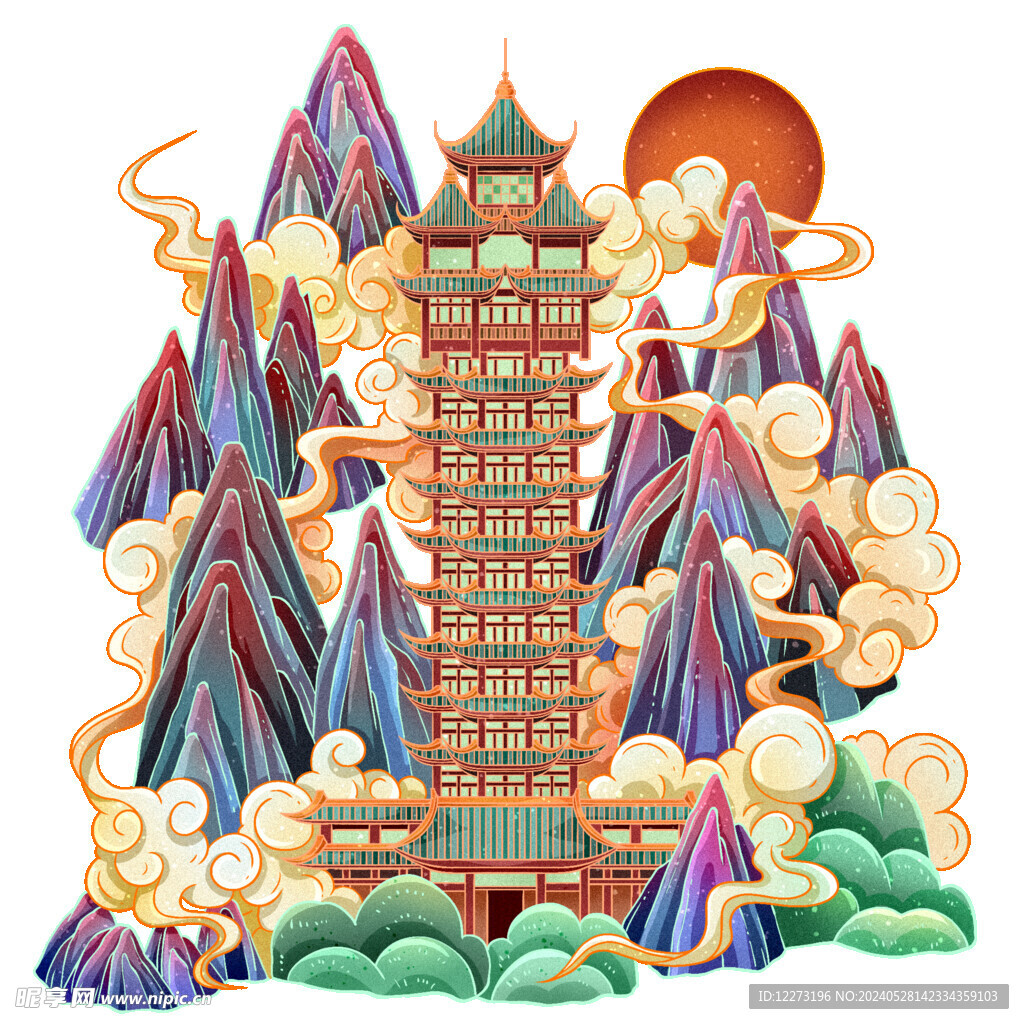 国潮插画背景         
