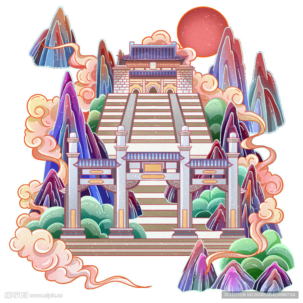 国潮插画背景         