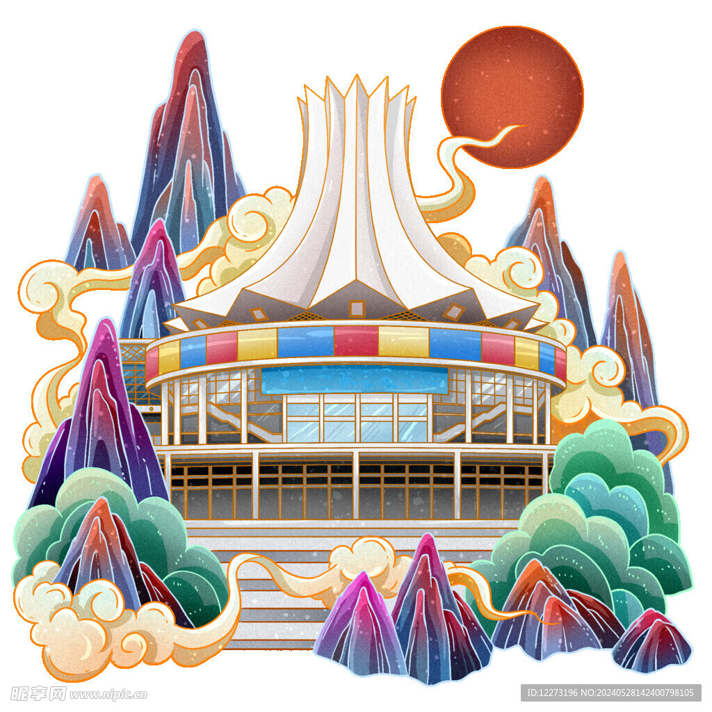 国潮插画背景         
