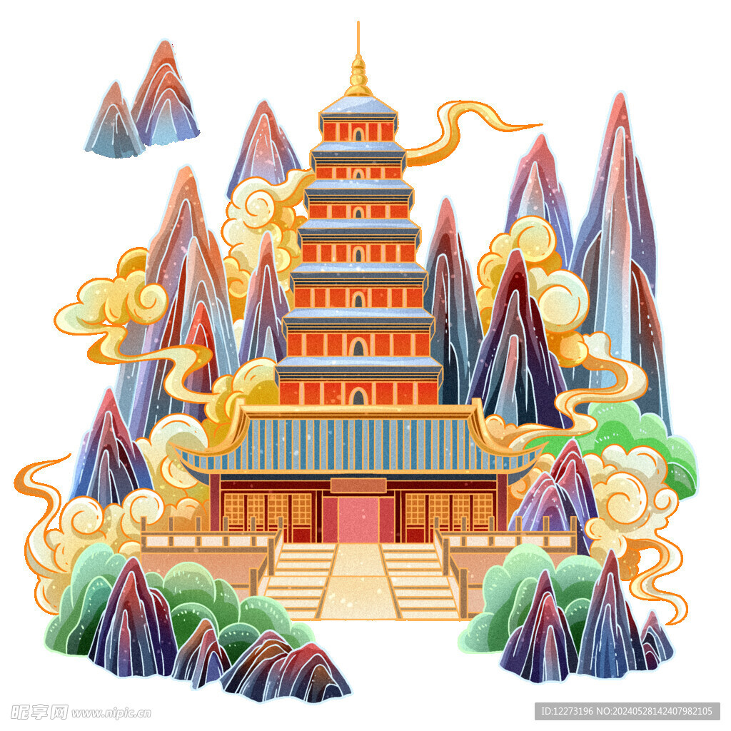 国潮插画背景         