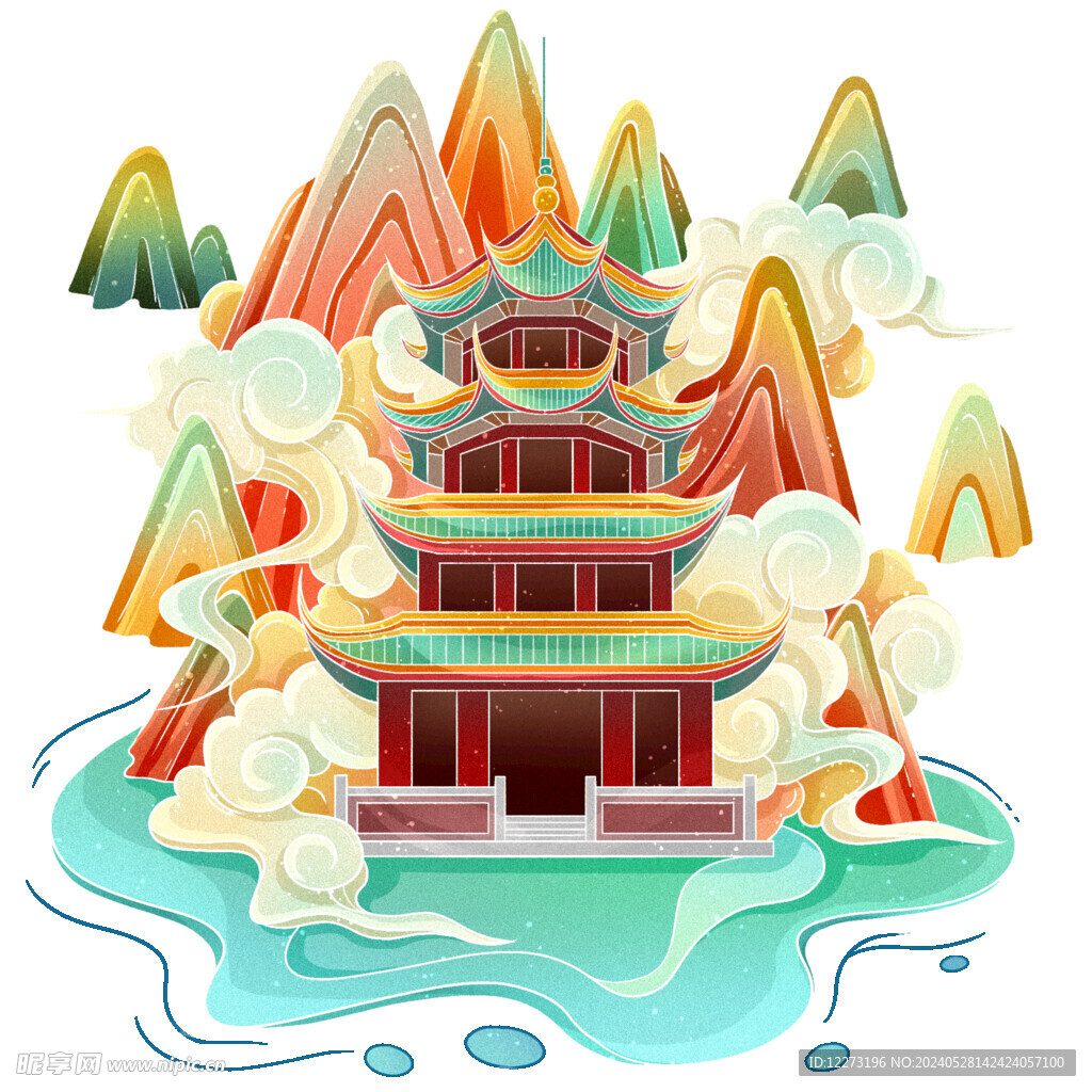 国潮插画背景         