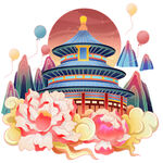 国潮插画背景         