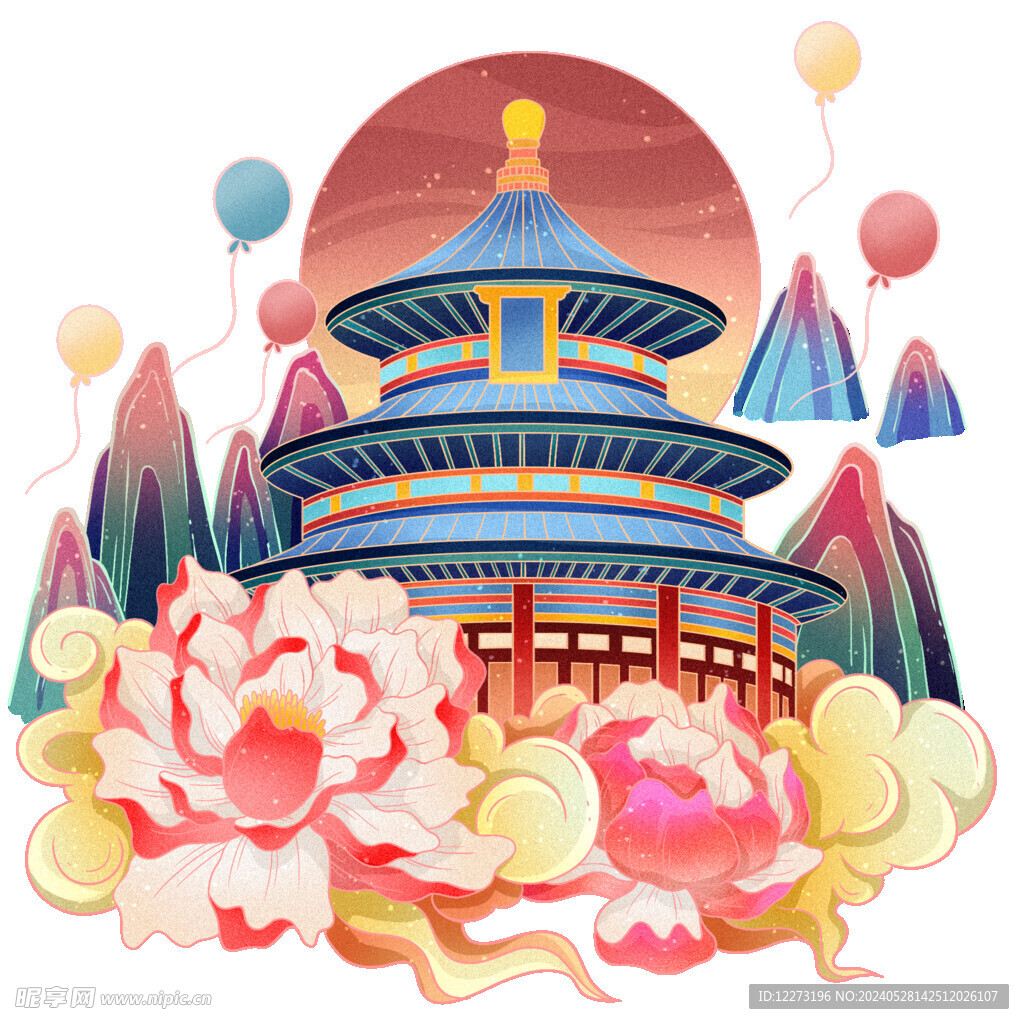 国潮插画背景         