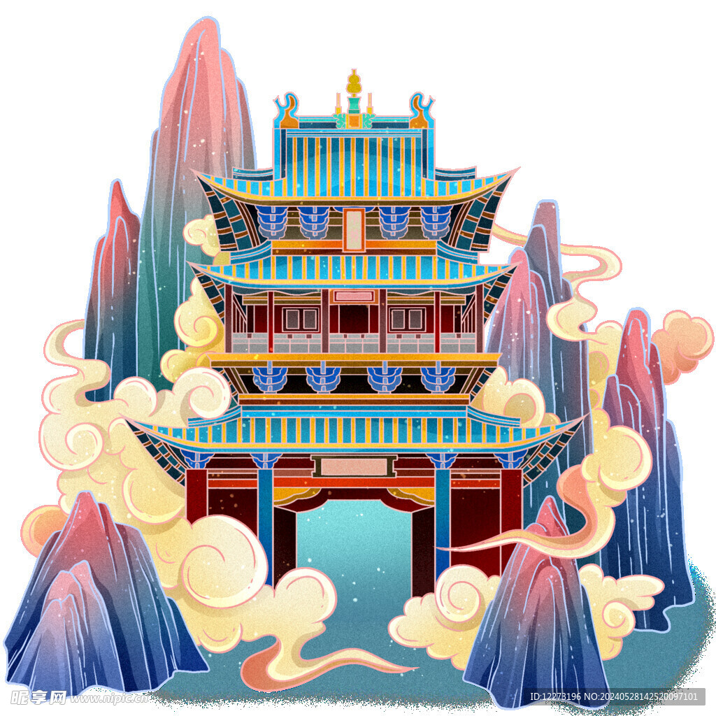 国潮插画背景         
