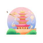 国潮插画背景         