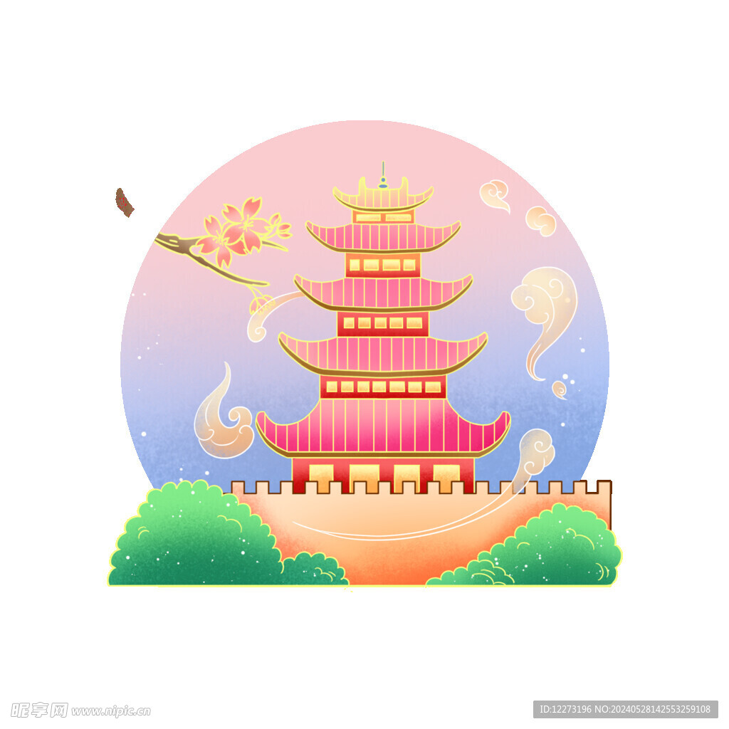 国潮插画背景         