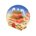 国潮插画背景         