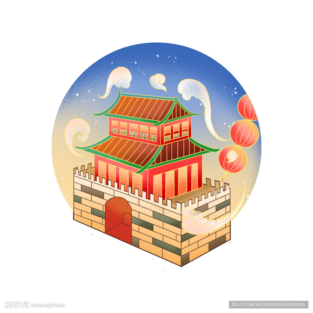 国潮插画背景         