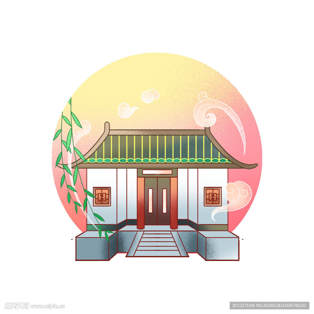 国潮插画背景         