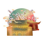 国潮插画背景         
