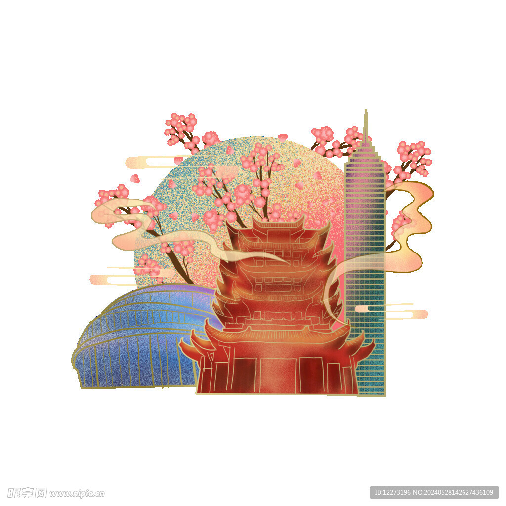 国潮插画背景         