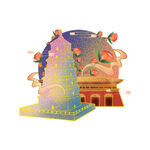 国潮插画背景         