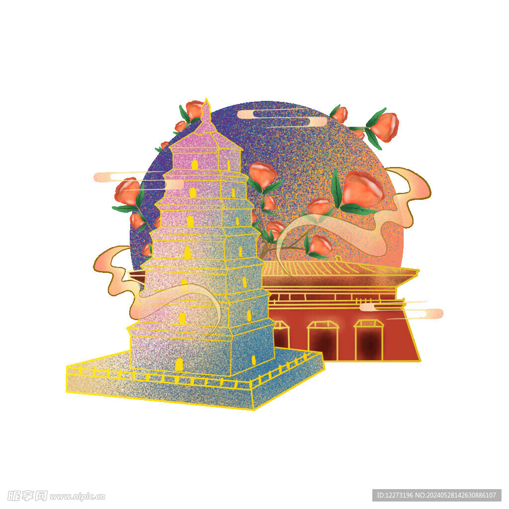 国潮插画背景         