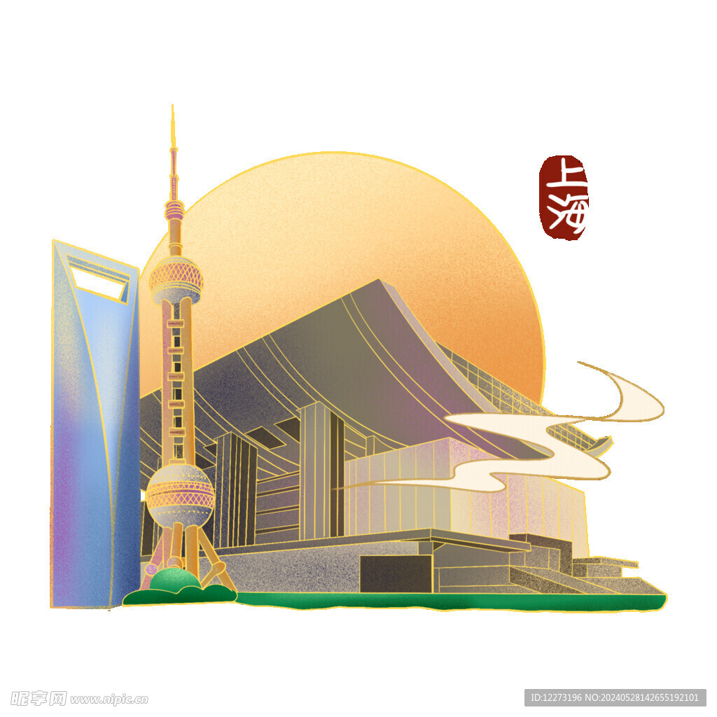 国潮插画背景         