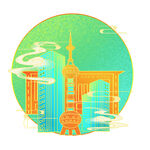 国潮插画背景         