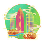 国潮插画背景         