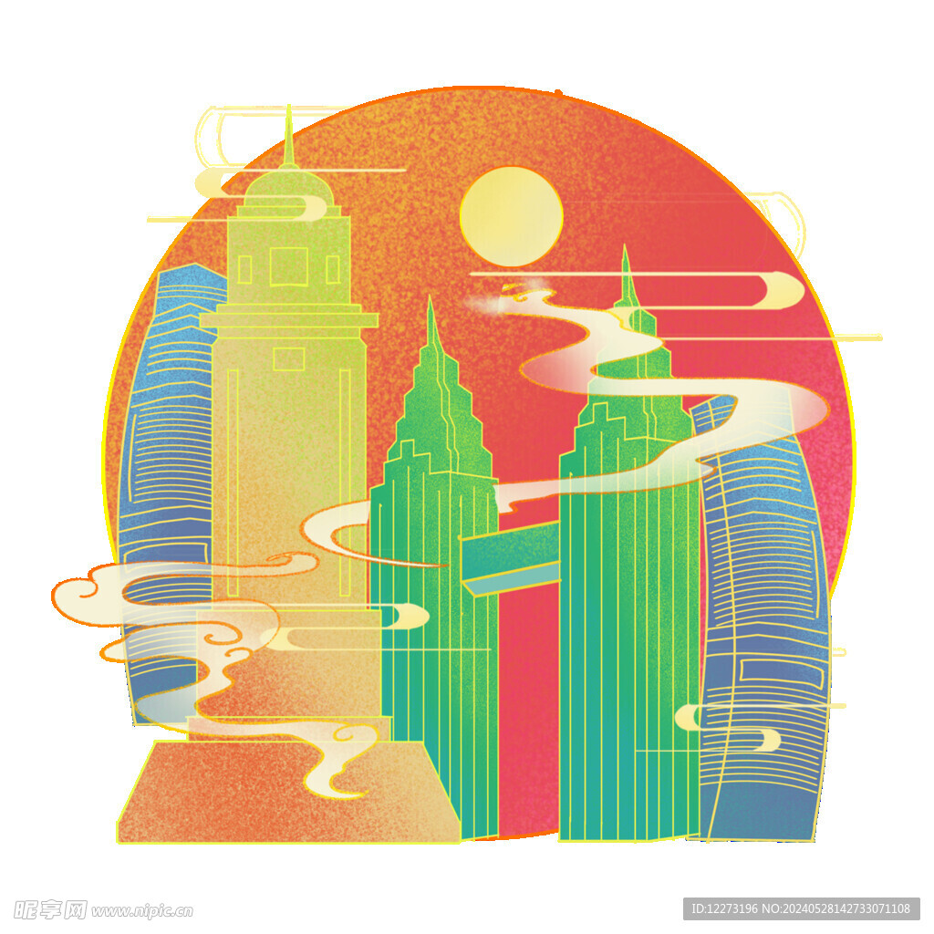 国潮插画背景         