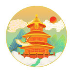 国潮插画背景         