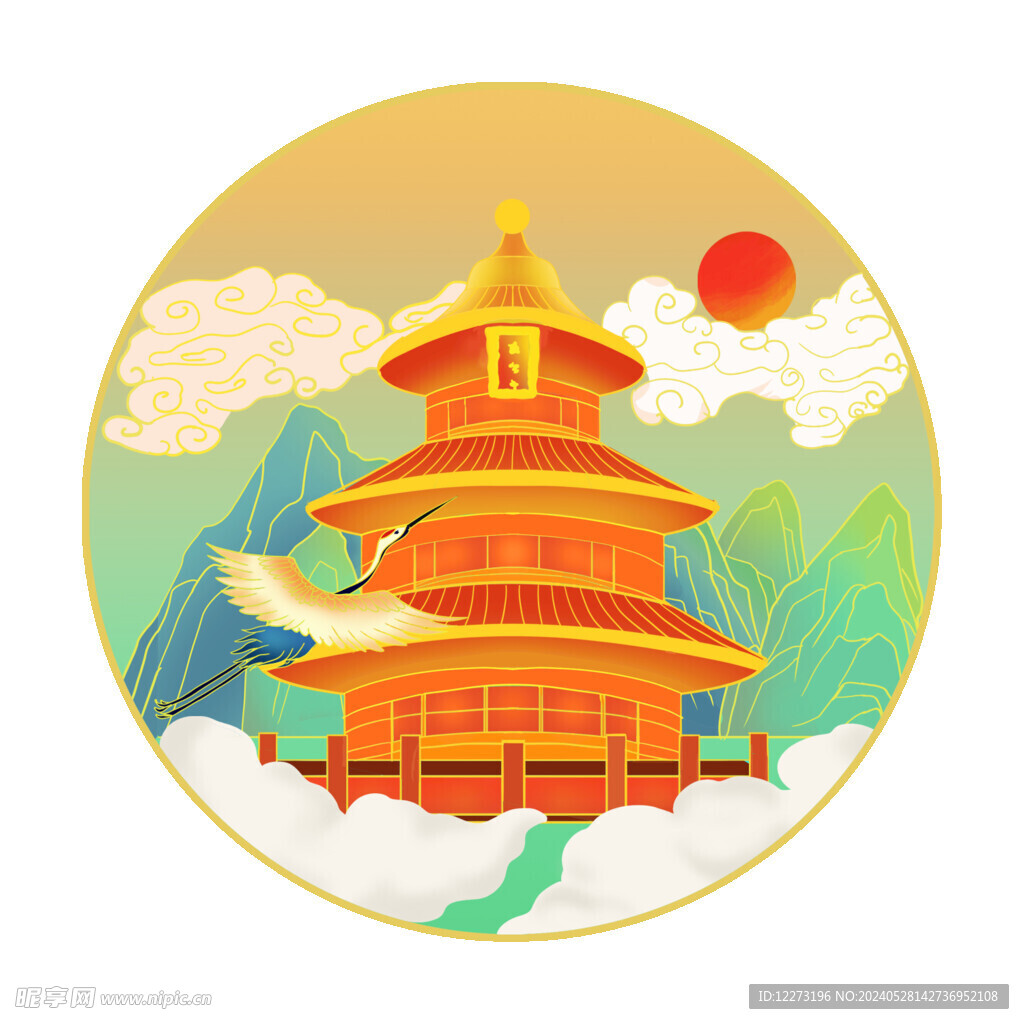 国潮插画背景         