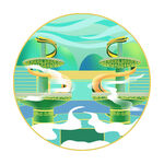 国潮插画背景         